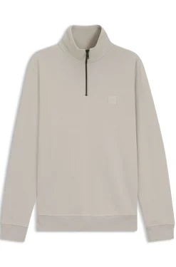 Sweatshirt aus Baumwoll-Terry mit Troyerkragen