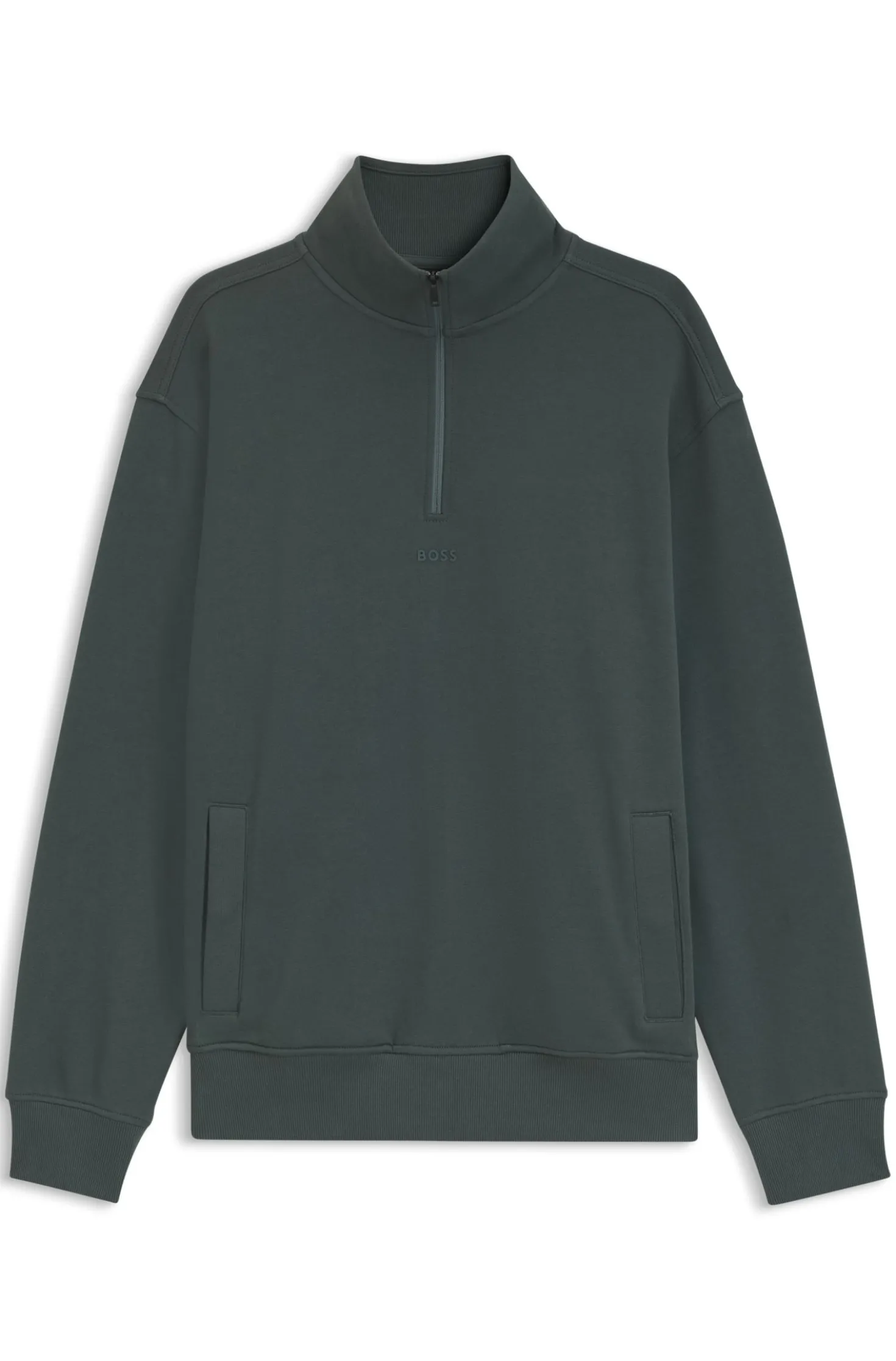 Sweatshirt aus Baumwoll-Terry mit kurzem Reißverschluss