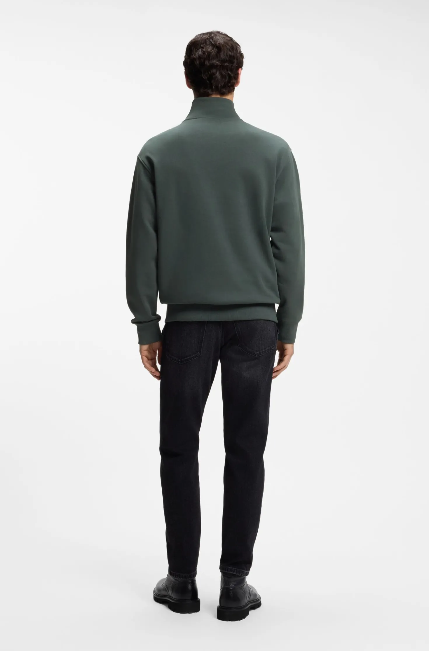 Sweatshirt aus Baumwoll-Terry mit kurzem Reißverschluss