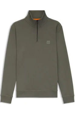 Sweatshirt aus Baumwoll-Terry mit Troyerkragen