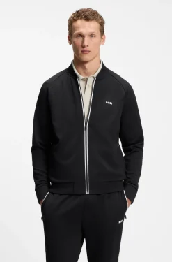 Sweatshirt mit Reißverschluss, Dreiecken in Jacquard-Struktur und gummiertem Logo
