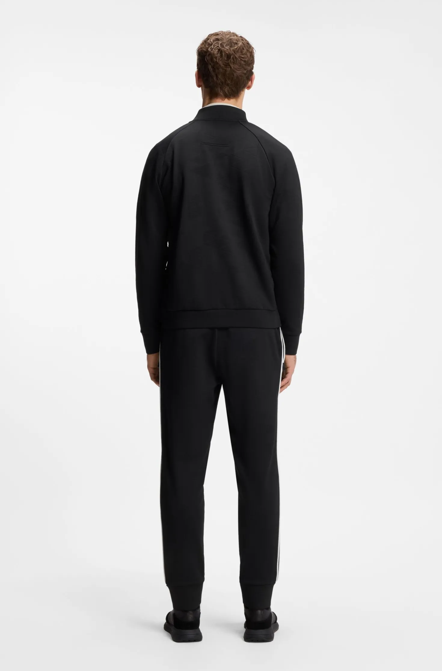 Sweatshirt mit Reißverschluss, Dreiecken in Jacquard-Struktur und gummiertem Logo