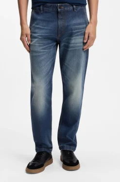 Tapered-Fit Jeans aus bequemem Stretch-Denim mit Used-Effekt