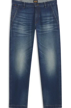 Tapered-Fit Jeans aus bequemem Stretch-Denim mit Used-Effekt