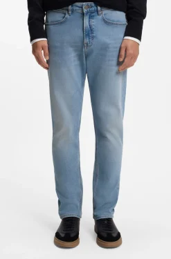 Tapered-Fit Jeans aus blauem Super-Stretch-Denim