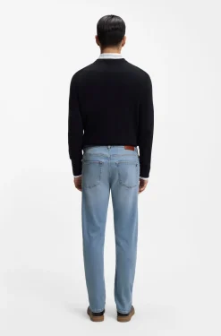 Tapered-Fit Jeans aus blauem Super-Stretch-Denim