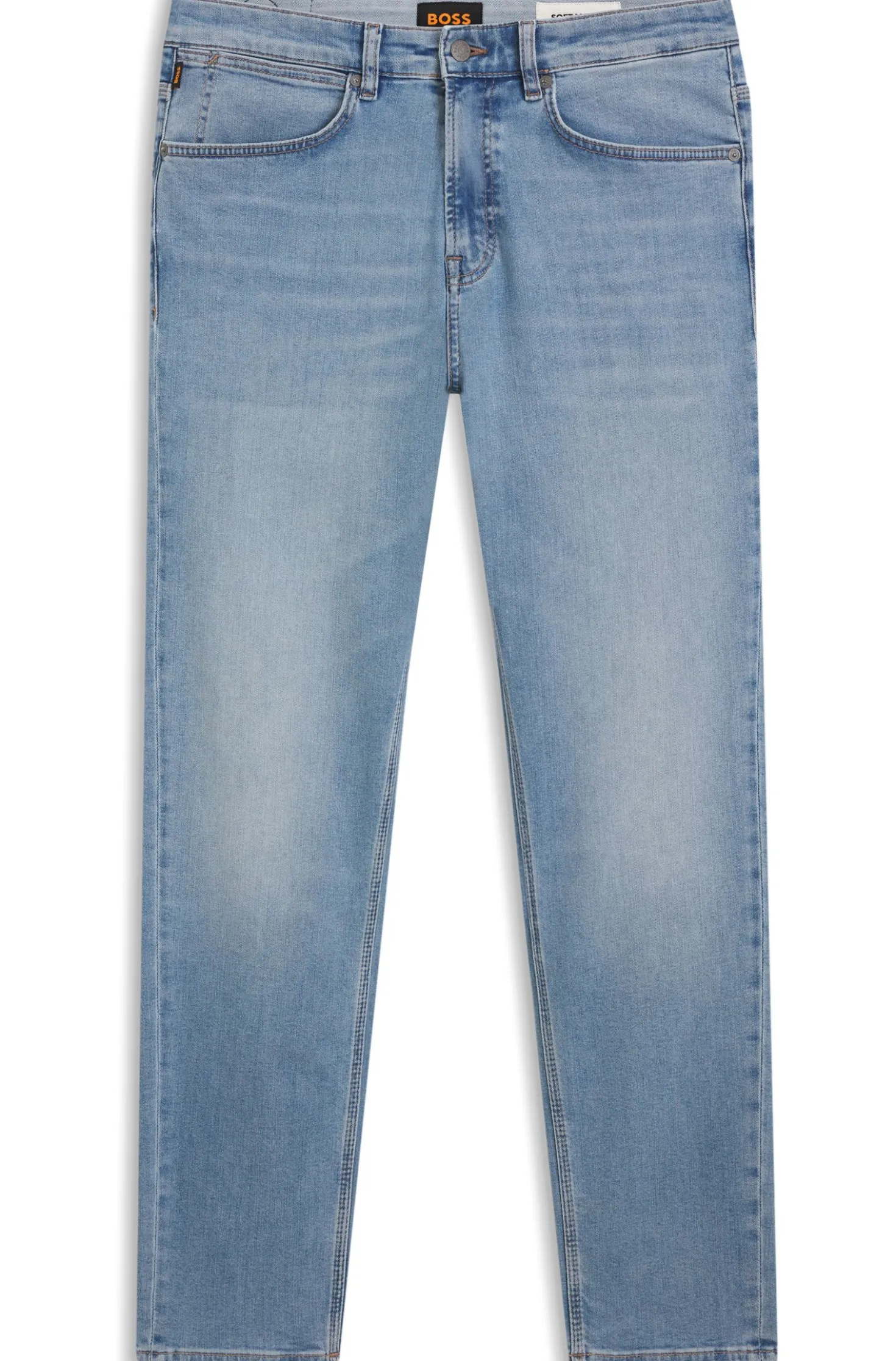 Tapered-Fit Jeans aus blauem Super-Stretch-Denim