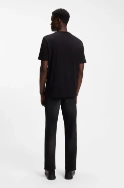 Tapered-Fit Jeans aus schwarzem Stretch-Denim