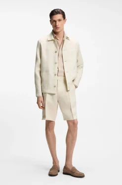 Tapered-Fit Shorts aus Leinen mit Bundfalten vorne