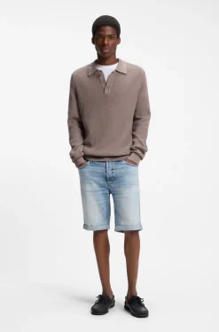 Tapered-Fit Shorts aus leuchtend blauem Stretch-Denim