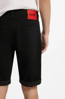 Tapered-Fit Shorts aus schwarzem Stretch-Denim