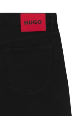 Tapered-Fit Shorts aus schwarzem Stretch-Denim