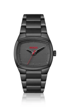 Telly schwarz beschichtete Uhr mit Gehäuse in Retroform