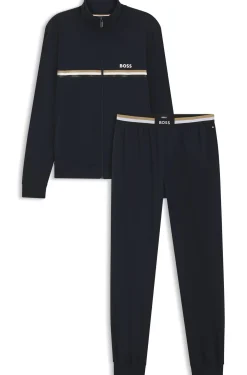 Trainingsanzug-Set aus Stretch-Baumwolle mit Logo und charakteristischem Streifen