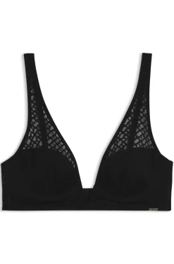 Triangel-BH aus Monogramm-Spitze mit Metall-Logo