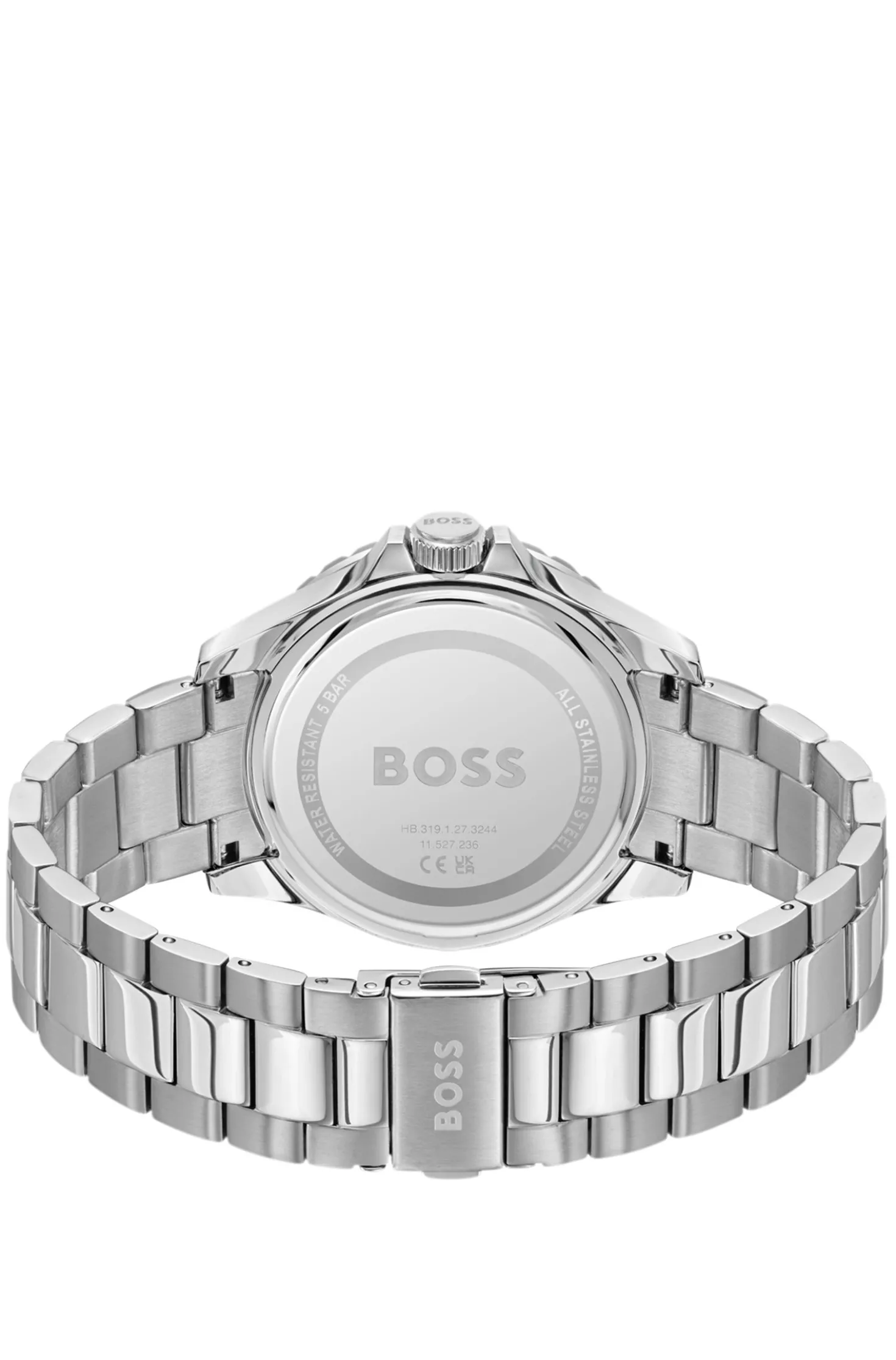 TROPER SPORT Uhr mit Edelstahlarmband und schwarzem Zifferblatt