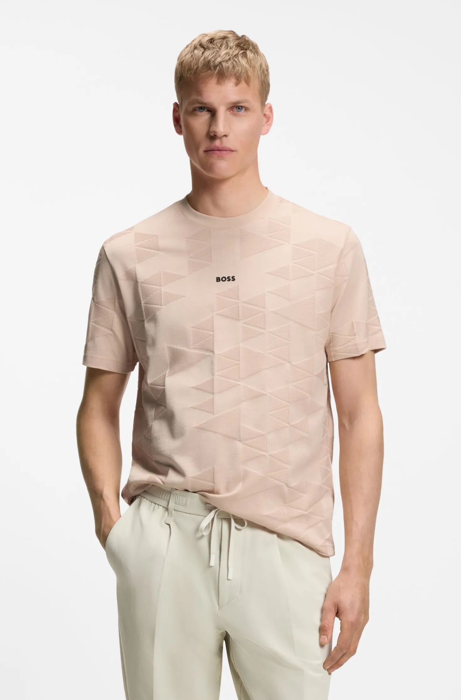 T-Shirt aus Baumwolle mit 3D-Jacquard-Muster