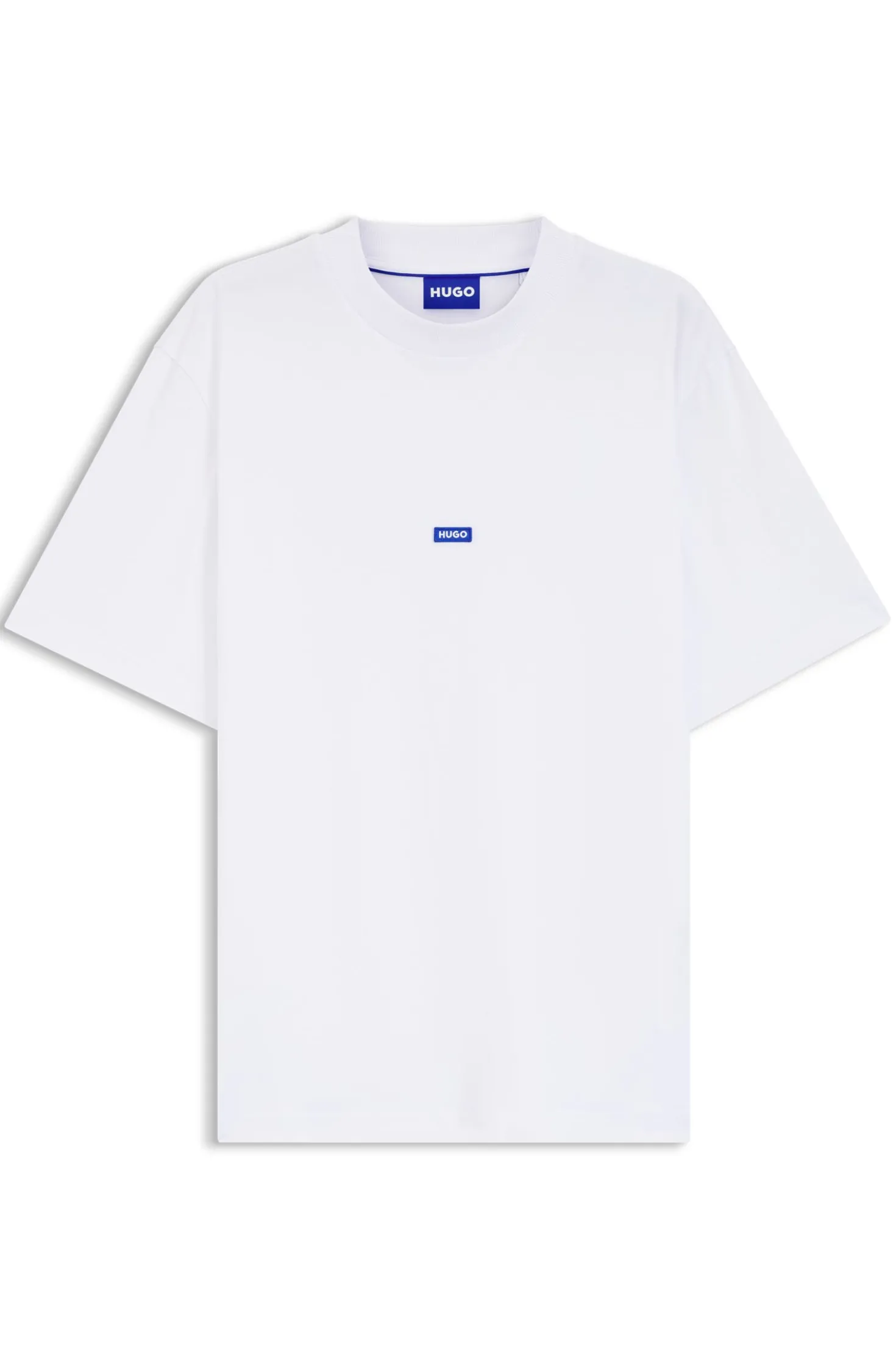 T-Shirt aus Baumwolle mit geripptem Ausschnitt und Logo-Badge