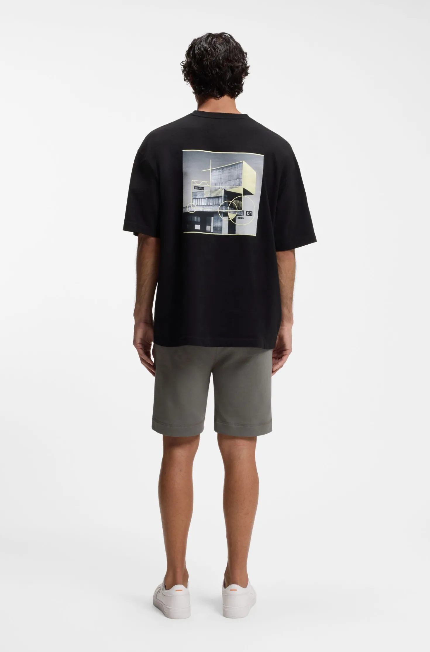 T-Shirt aus Baumwoll-Jersey mit Brutalismus-Artwork