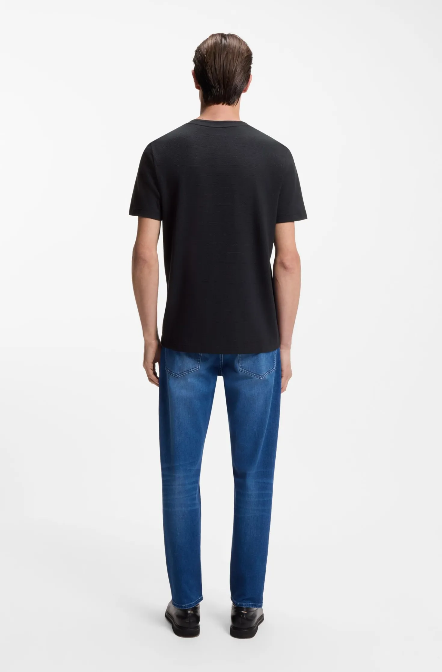 T-Shirt aus Baumwoll-Mix mit Bubble-Jacquard-Struktur