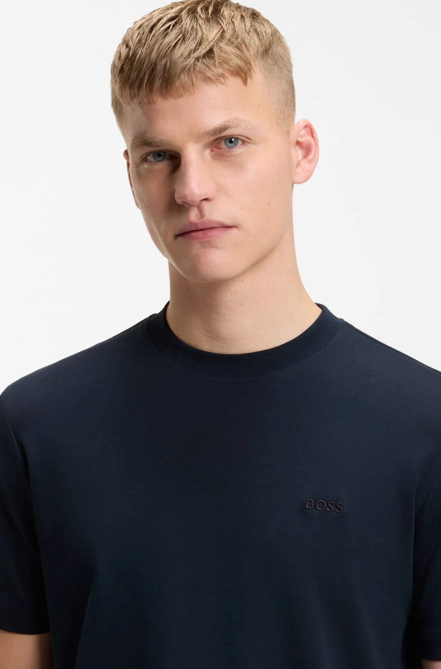 T-Shirt aus Interlock-Baumwolle mit Logo-Stickerei