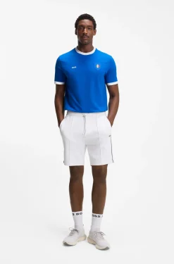 T-Shirt aus Stretch-Baumwolle mit Landesflagge und Logo