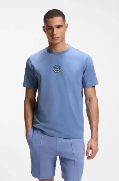 T-Shirt aus Stretch-Baumwolle mit Tennis-Artwork