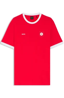 T-Shirt aus Stretch-Baumwolle mit Landesflagge und Logo