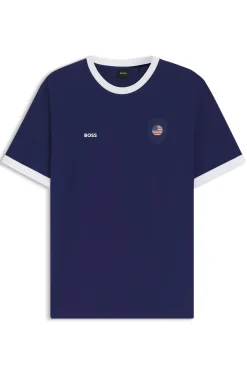 T-Shirt aus Stretch-Baumwolle mit Landesflagge und Logo