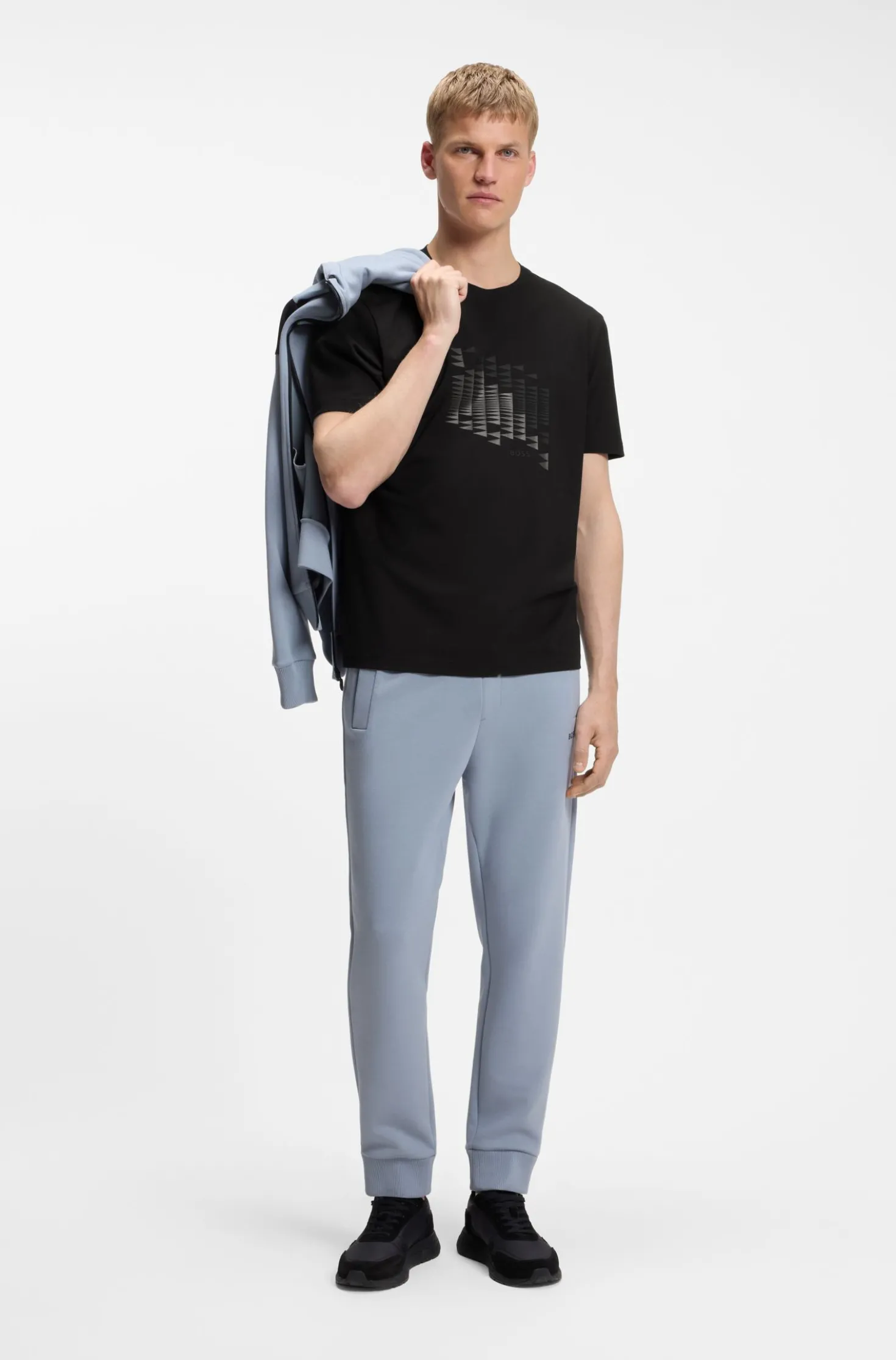 T-Shirt aus Stretch-Baumwolle mit Flaggen-Artwork