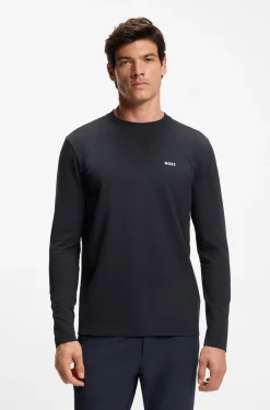 T-Shirt aus Stretch-Baumwolle mit Kontrast-Logo