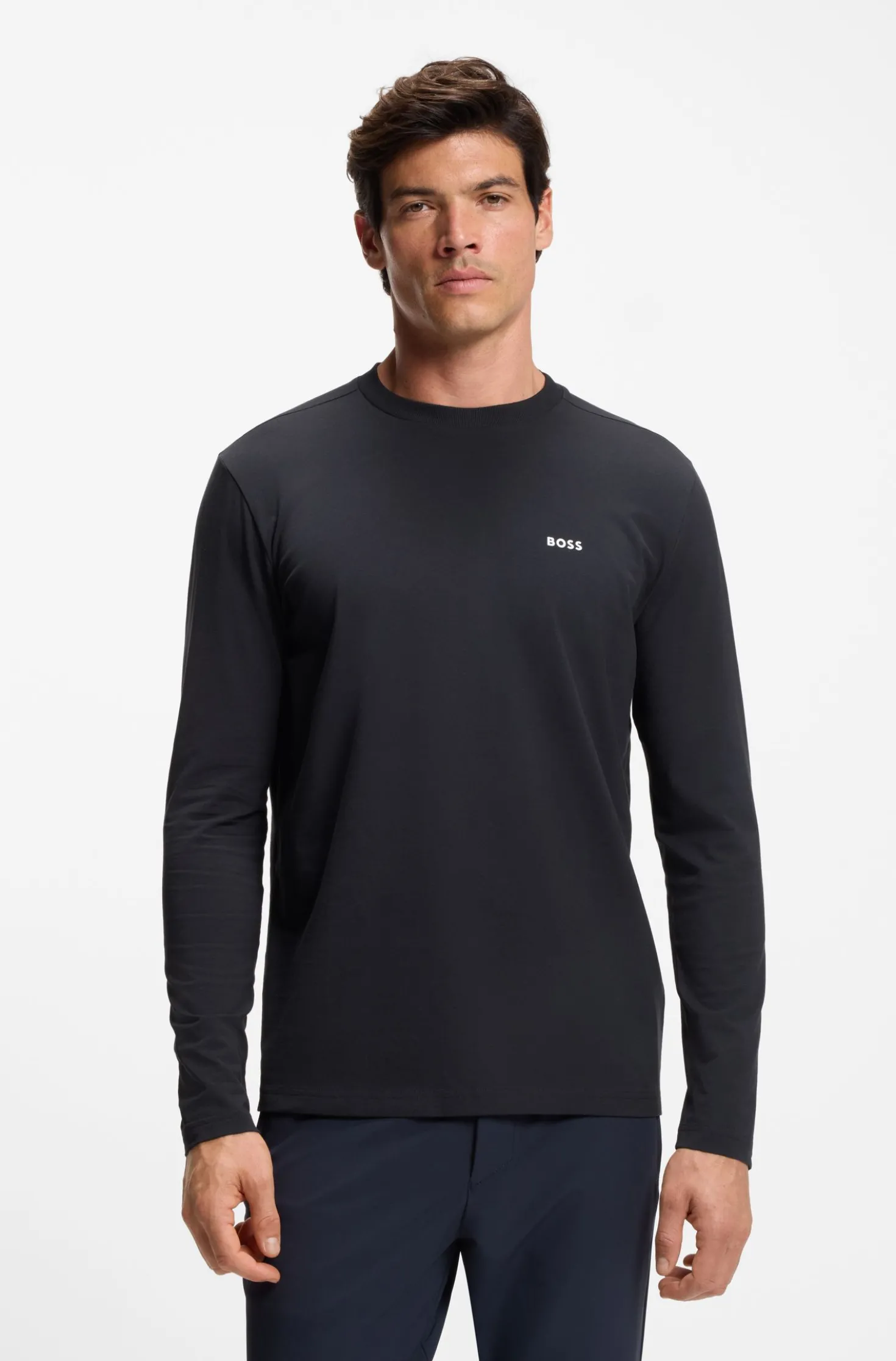 T-Shirt aus Stretch-Baumwolle mit Kontrast-Logo