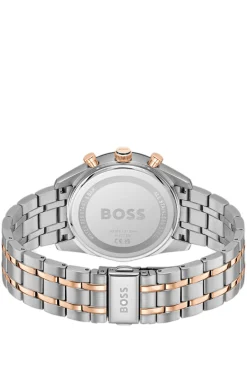 Uhr mit blauem Zifferblatt und zweifarbigem Gliederarmband