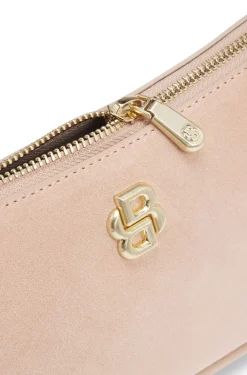 Umhängetasche aus Veloursleder mit metallenen Double-B-Monogramm