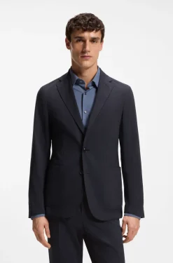 Verstaubares Slim-Fit Sakko aus waschmaschinenfestem Woll-Mix
