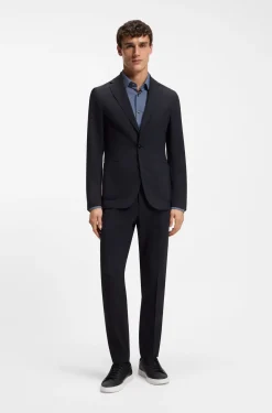 Verstaubares Slim-Fit Sakko aus waschmaschinenfestem Woll-Mix