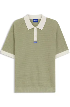 Waffelstrick-Poloshirt aus Baumwolle mit Kontrast-Details