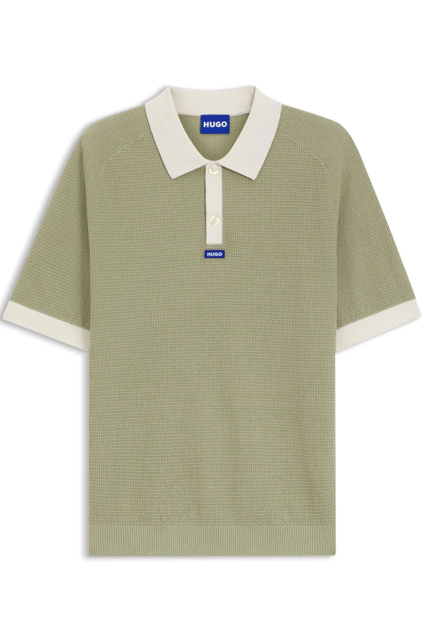 Waffelstrick-Poloshirt aus Baumwolle mit Kontrast-Details