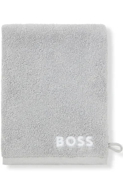 Waschhandschuh aus Baumwolle mit kontrastfarbener Logo-Stickerei