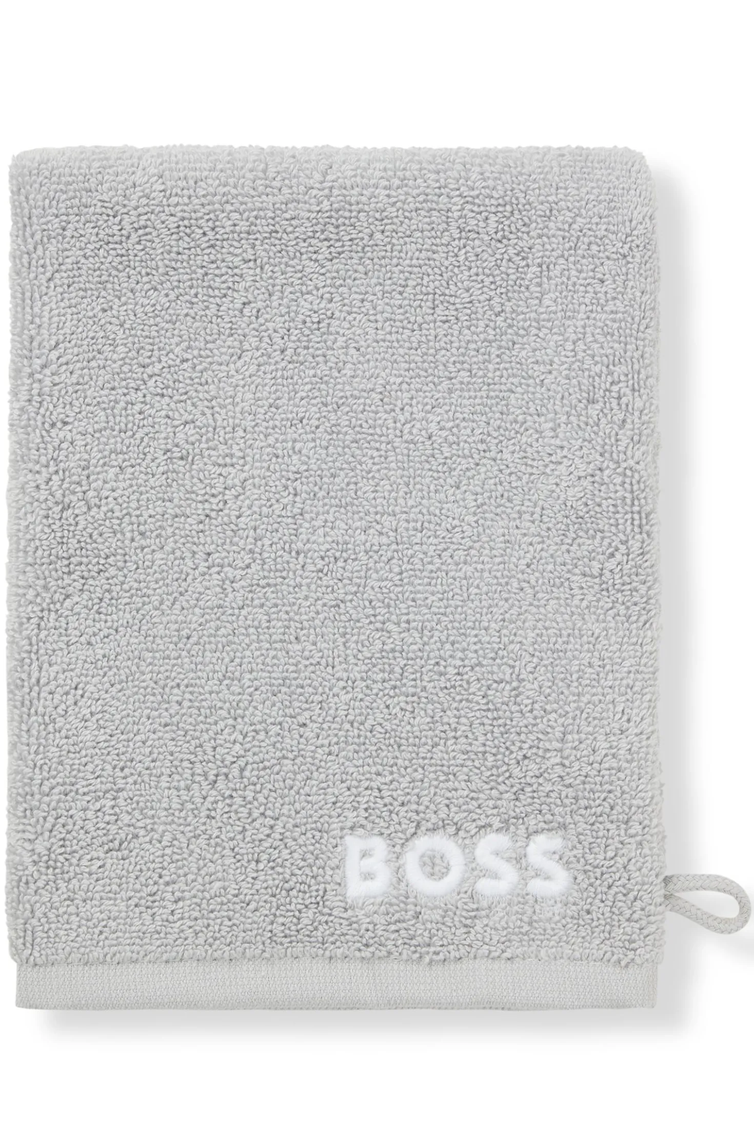 Waschhandschuh aus Baumwolle mit kontrastfarbener Logo-Stickerei