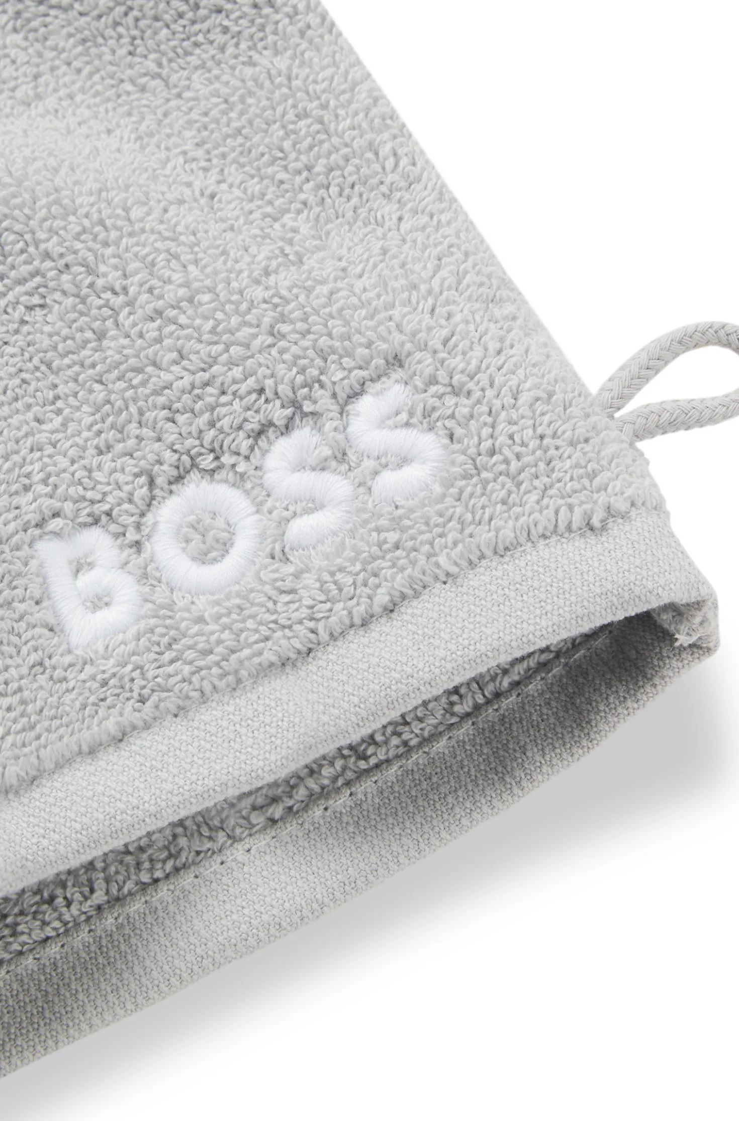 Waschhandschuh aus Baumwolle mit kontrastfarbener Logo-Stickerei