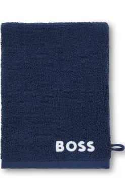 Waschhandschuh aus Baumwolle mit kontrastfarbener Logo-Stickerei
