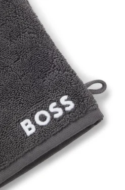 Waschhandschuh aus Baumwolle mit kontrastfarbener Logo-Stickerei