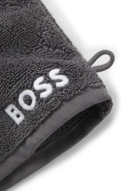 Waschhandschuh aus Baumwolle mit kontrastfarbener Logo-Stickerei