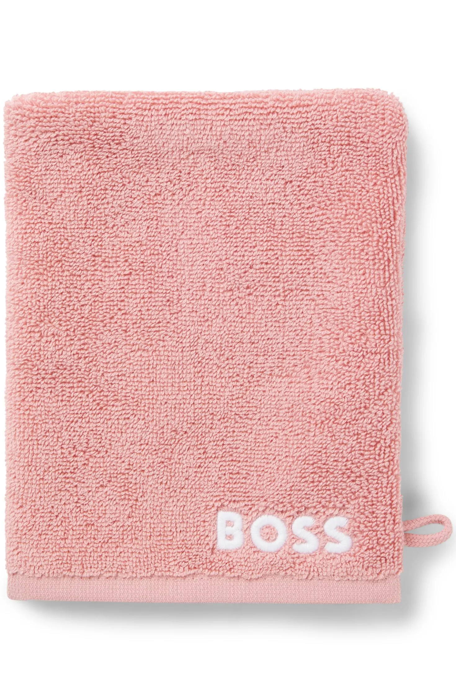 Waschhandschuh aus Baumwolle mit kontrastfarbener Logo-Stickerei