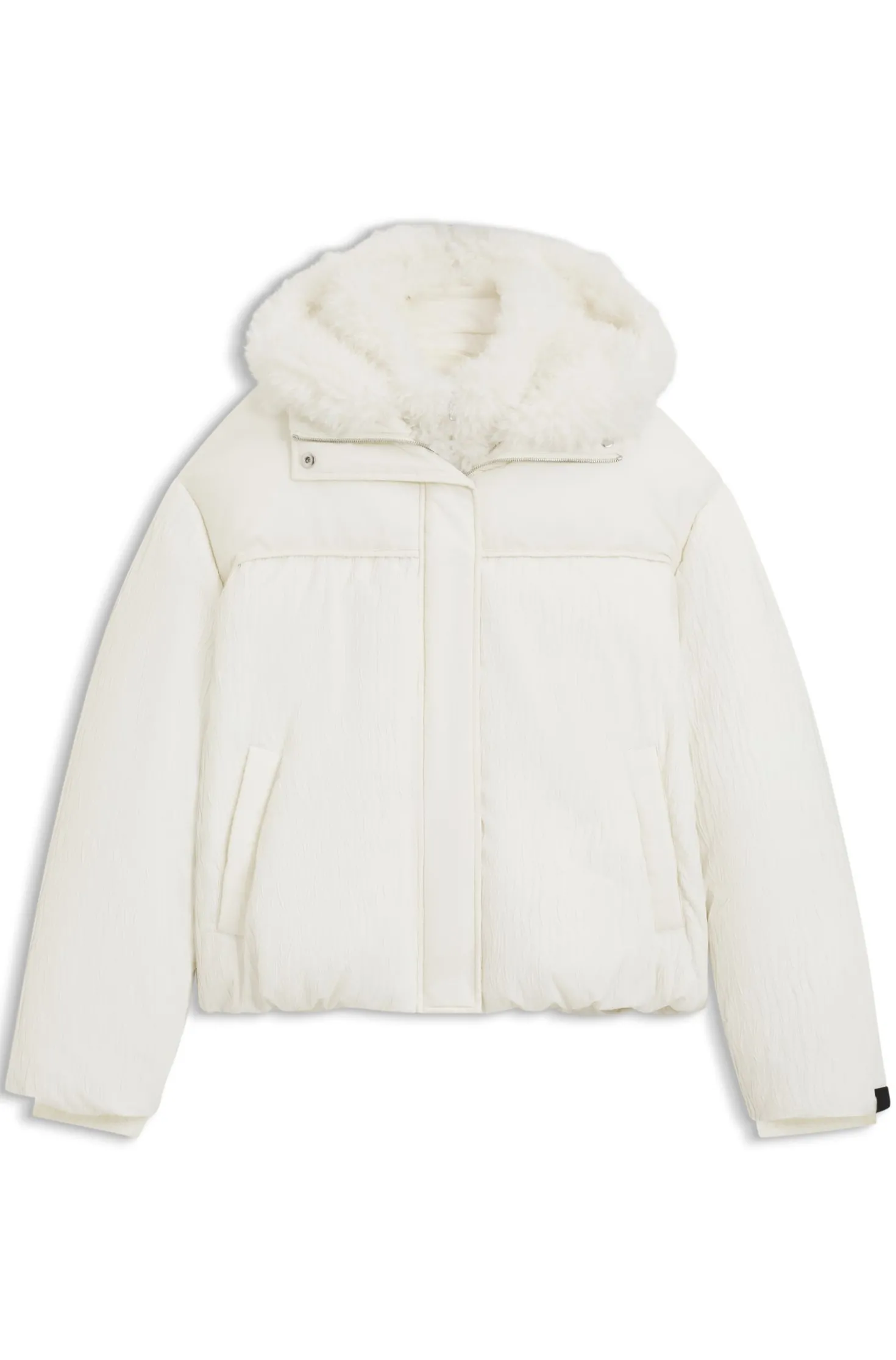 Wasserabweisende Jacke mit abnehmbarem Lätzchen aus Kunstfell