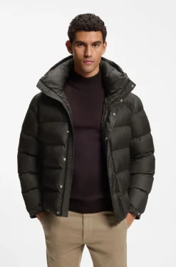 Wasserabweisende Steppjacke mit Kapuze und gepolstertem Kragen