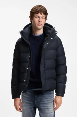 Wasserabweisende Steppjacke mit Kapuze und gepolstertem Kragen