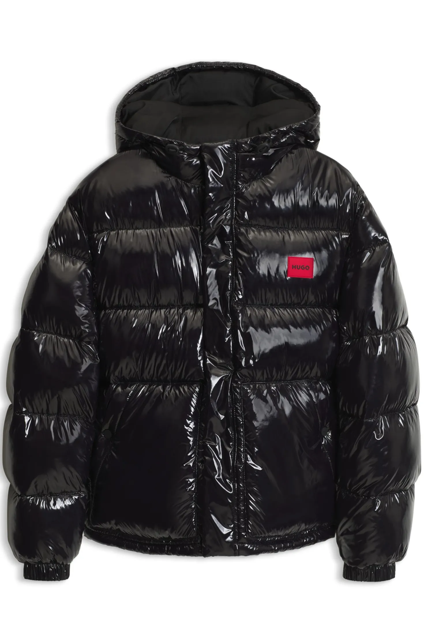 Wasserabweisende wattierte Jacke mit lackiertem Finish