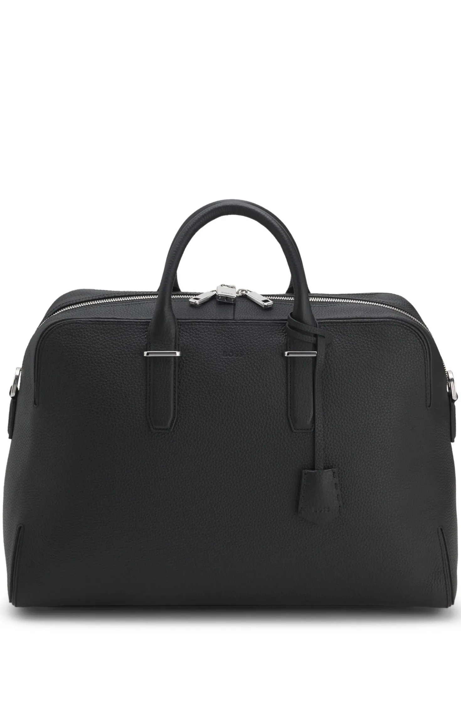 Weekender aus genarbtem Leder mit Logo-Prägung